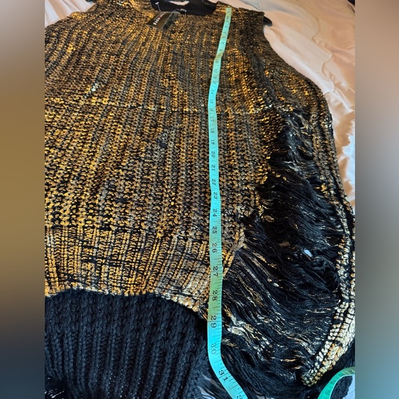 Gold metallic sweater dress size m/l - Picture 3 of 6